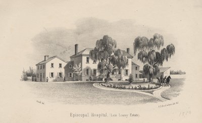 Episcopal Hospital, Lithographie von P.S. Duval und Sohn, 1856 von Francis Schell