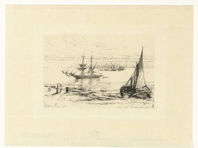 Ein Schiff vor Anker von Francis Seymour Haden (Sir) (signed by artist)