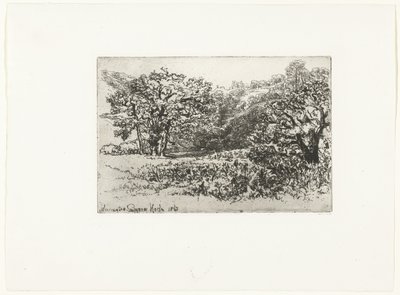 Landschaft mit einer Herde Tiere von Francis Seymour Haden (Sir) (signed by artist)