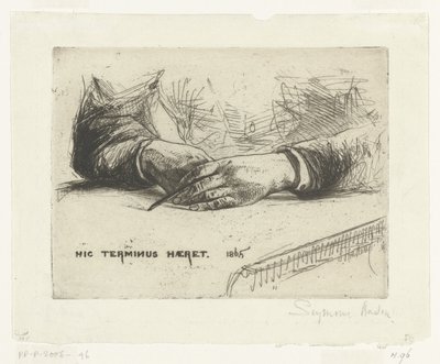 Zwei Hände, die mit Kreide zeichnen von Francis Seymour Haden (Sir) (signed by artist)