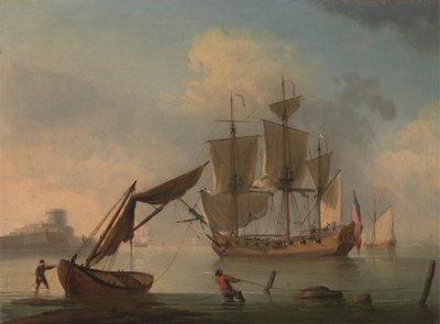 Eine Englische Schaluppe in der Nähe der Küste von Francis Swaine
