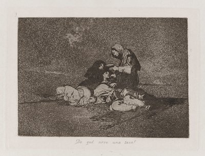 Wozu dient eine Tasse?, Platte 59 aus Los desastres de la guerra (Die Schrecken des Krieges) von Francisco de Goya