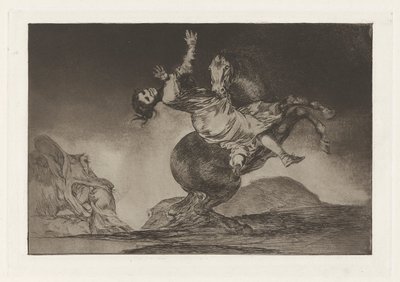 Der Pferderäuber, auch bekannt als Die Frau und das Fohlen, aus der Serie Los disparates von Francisco de Goya