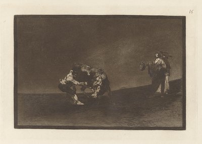 Der gleiche Mann wirft einen Stier in der Arena von Madrid, Platte 16 aus La tauromaquia von Francisco de Goya