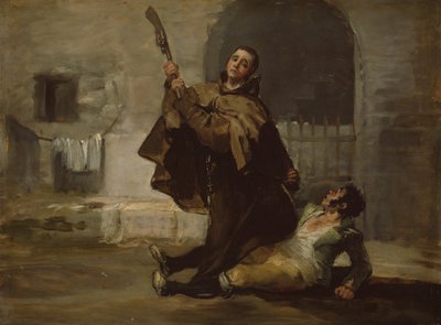 Bruder Pedro schlägt El Maragato mit dem Gewehrkolben, ca. 1806 von Francisco de Goya