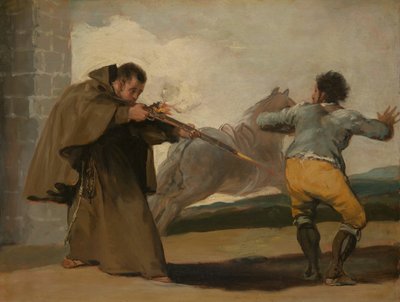 Pater Pedro erschießt El Maragato, während sein Pferd davonläuft, ca. 1806 von Francisco de Goya