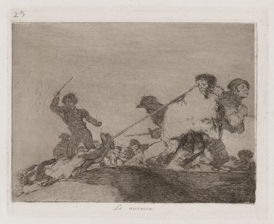 Er verdiente es (Lo merecia), Platte 29 aus Los desastres de la guerra (Die Schrecken des Krieges) von Francisco de Goya