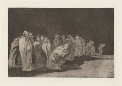 Die Männer in Säcken, auch bekannt als So el sayal, hay al, aus der Serie Los disparates von Francisco de Goya