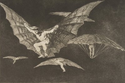 Tafel 13 aus den Disparates: Eine Art zu fliegen von Francisco de Goya