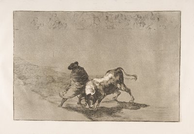 Tafel 14 aus der Tauromaquia: Der sehr geschickte Schüler von Falces, in seinen Umhang gehüllt..., 1816 von Francisco de Goya