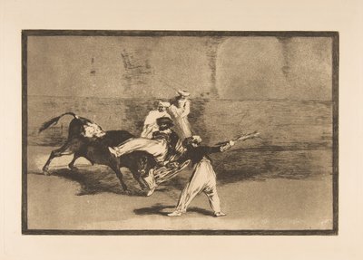 Platte 8 aus der Tauromaquia: Ein Maure wird im Ring vom Stier gefangen, ca. 1816 von Francisco de Goya