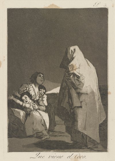 Que viene el loco. (Hier kommt der Bogey-Mann), pl. 3 aus der Serie Los caprichos von Francisco de Goya
