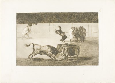 Ein weiterer Wahnsinn von ihm im selben Ring, Platte 19 aus Die Kunst des Stierkampfs von Francisco Jose de Goya y Lucientes