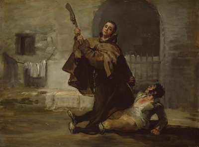 Bruder Pedro schlägt El Maragato mit dem Kolben der Waffe, um 1806 von Francisco Jose de Goya y Lucientes