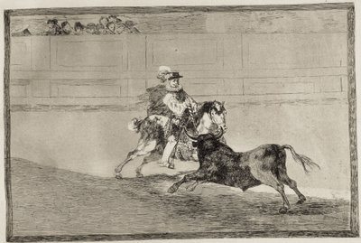 GOYA Y LUCIENTES, Francisco de (1746-1828). Ein spanischer Ritter im Ring, der ohne Hilfe von Assistenten kurze Speere bricht. 1816. Radierung. SPANIEN. MADRID (AUTONOME GEMEINSCHAFT). Madrid. Nationalbibliothek von Francisco Jose de Goya y Lucientes