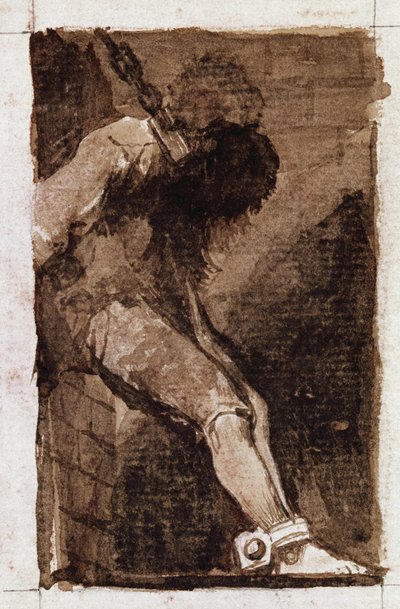 Wenn er ein Verbrecher ist, stirbt er schnell (Aquatinta, ca. 1810) von Francisco de Goya