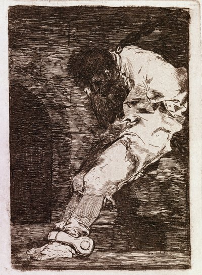 Wenn er ein Verbrecher ist, stirbt er schnell (Aquatinta, ca. 1810) von Francisco de Goya