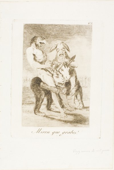 Schau, wie feierlich sie sind!, Platte 63 aus Los Caprichos von Francisco Jose de Goya y Lucientes