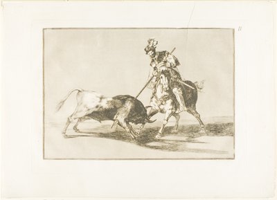 Der Cid Campeador spießt einen weiteren Stier auf, Platte elf aus Die Kunst des Stierkampfs von Francisco Jose de Goya y Lucientes