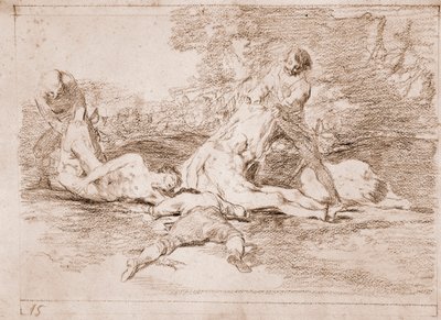 Die Schrecken des Krieges: Sie nutzen es aus (Vorzeichnung) von Francisco de Goya
