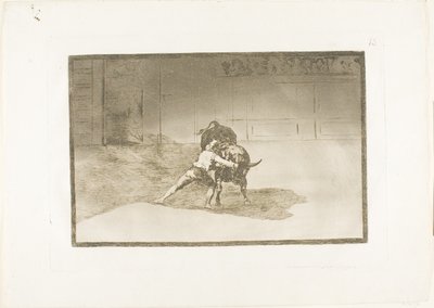 Der berühmte Martincho platziert die Banderillas, spielt den Stier mit der Bewegung seines Körpers, Platte 15 aus Die Kunst des Stierkampfs von Francisco Jose de Goya y Lucientes