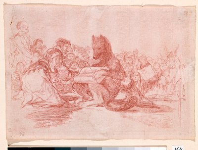Krieg Destres: „Das ist das Schlimmste“. Darstellung der Anhänger der Monarchie von Ferdinand VII. von Spanien als Tiere. Vorbereitende Zeichnung in rotem Bleistift für Radierung Nr. 74 von Francisco de Goya y Lucientes (1746-1828). 1810-1812. Madrid. Prad von Francisco de Goya