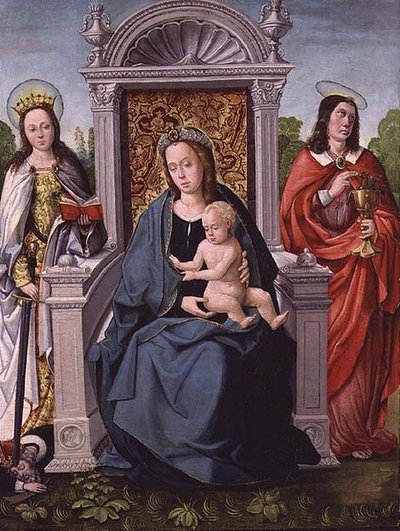 Madonna mit Kind, St. Katharina und St. Johannes der Evangelist, ca. 1530-40 von Francisco de (attr. to) Comontes