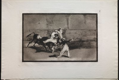 Stierkämpfe: Ein Maure wird in der Arena von einem Stier gefangen, 1876 von Francisco de Goya