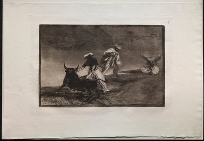 Stierkämpfe: Sie spielen einen anderen mit dem Umhang in einem Gehege, 1876 von Francisco de Goya