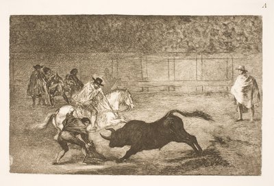 Ein spanischer Reiter bricht kurze Speere mit Hilfe seiner Sekundanten von Francisco de Goya