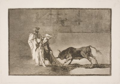 Die Mauren in der Arena bemühen sich, den Stier mit Hilfe ihrer Burnus anzulocken von Francisco de Goya