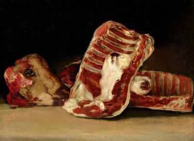 Stillleben mit Schafsrippen und Kopf - Die Metzger-Theke von Francisco de Goya