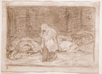 Die Schrecken des Krieges: Totenbetten (vorbereitende Zeichnung) von Francisco de Goya