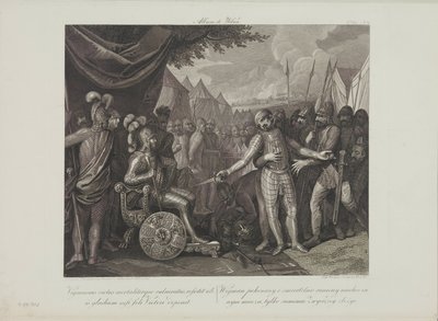 Wichmann II der Jüngere ergibt sich Mieszko I. von Polen von Smuglewicz, Franciszek (1745-1807). Lithographie, Ende des 18. Jahrhunderts. Private Sammlung von Franciszek Smuglewicz