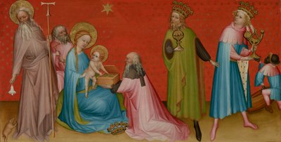 Die Anbetung der Heiligen Drei Könige mit dem Heiligen Antonius Abt, ca. 1400 von Franco Flemish School