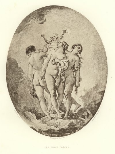 Die Drei Grazien (Stich) von Francois (after) Boucher