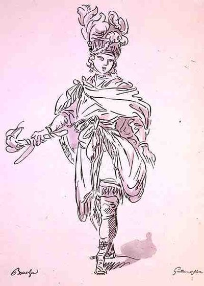 Opernkostüm, aus der Menus Plaisirs Sammlung, Faksimile von A. Guillaumot Fils von Francois (after) Boucher