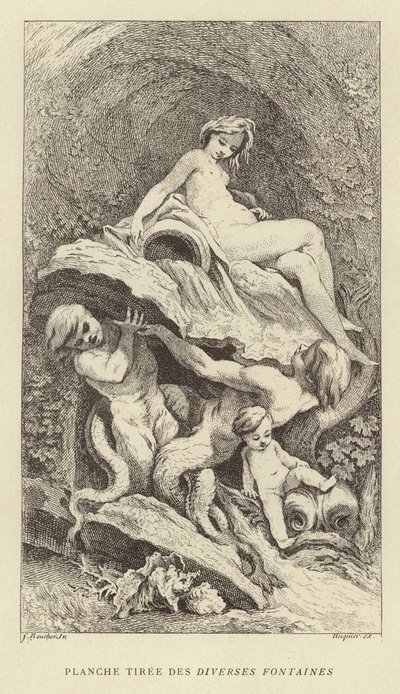 Tafel aus Verschiedenen Brunnen (Stich) von Francois (after) Boucher