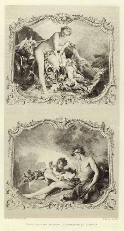 Venus betritt das Bad, Die Erziehung der Liebe (Gravur) von Francois (after) Boucher