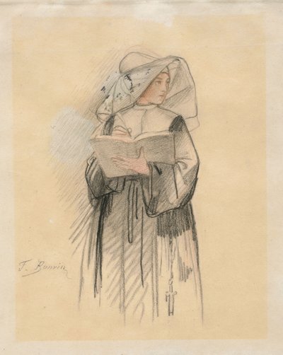 Eine Nonne mit einem Buch und einer Feder von François Bonvin