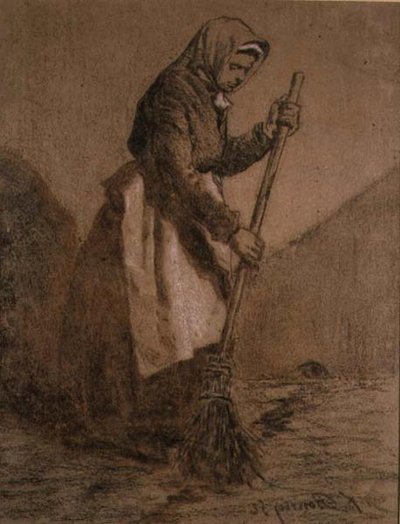 Frau beim Fegen von François Bonvin