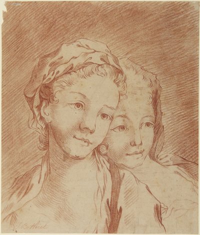 Köpfe von zwei Mädchen von François Boucher