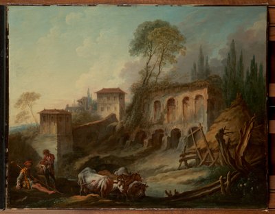 Imaginäre Landschaft mit dem Palatin-Hügel vom Campo Vaccino von François Boucher
