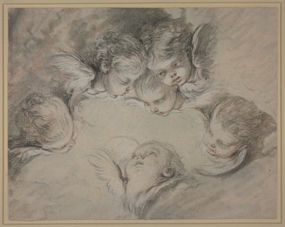 Sechs Engelskörper in Wolken von François Boucher