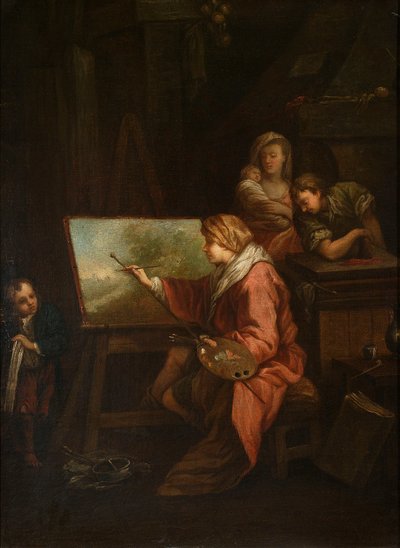 Im Atelier des Malers ("Der Landschaftsmaler" oder "Der Maler an seiner Staffelei") von François Boucher