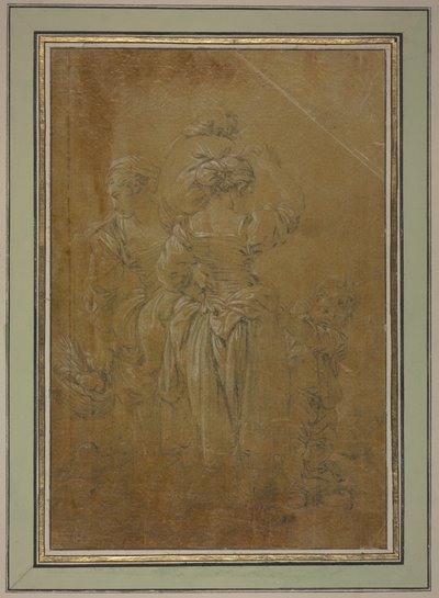 Zwei Bäuerinnen mit zwei Knaben von François Boucher