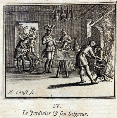 Der Gärtner und sein Herr. Fabeln von Jean de La Fontaine (1621-95). Illustration von François Chauveau (1613-1676). Ausgabe von 1728 von Francois Chauveau