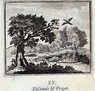 Philomele und Progne. Fabeln von Jean de La Fontaine (1621-95). Illustration von François Chauveau (1613-1676). Ausgabe von 1728 von Francois Chauveau