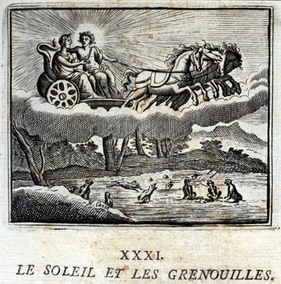 Die Sonne und die Frösche. Fabeln von Jean de La Fontaine. Illustration von François Chauveau. Ausgabe von 1728. von Francois Chauveau