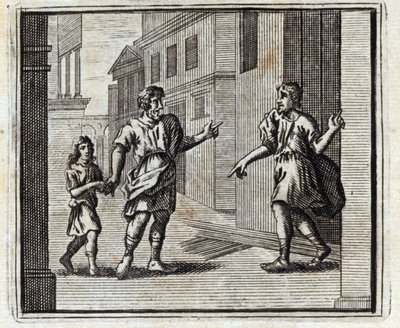 Der untreue Treuhänder. Fabeln von Jean de La Fontaine. Illustration von François Chauveau. Ausgabe von 1728. von Francois Chauveau